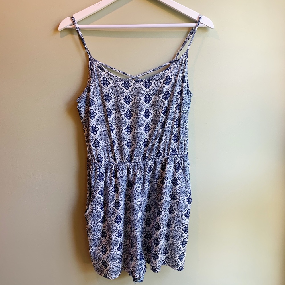 Blue and White Romper